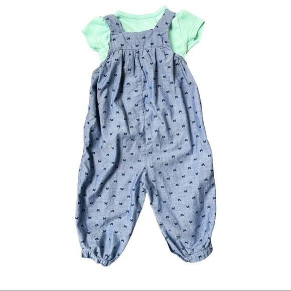 Bundle & save Carters 6-9 month 2 pc overall set, butterflies, - Picture 2 of 2